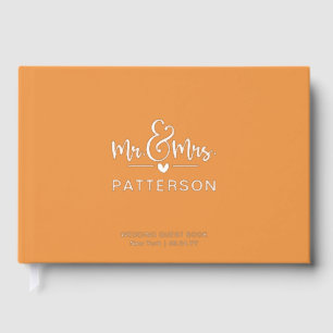 Real Foil Mr & Mrs Personalised Orange Wedding Guest Book