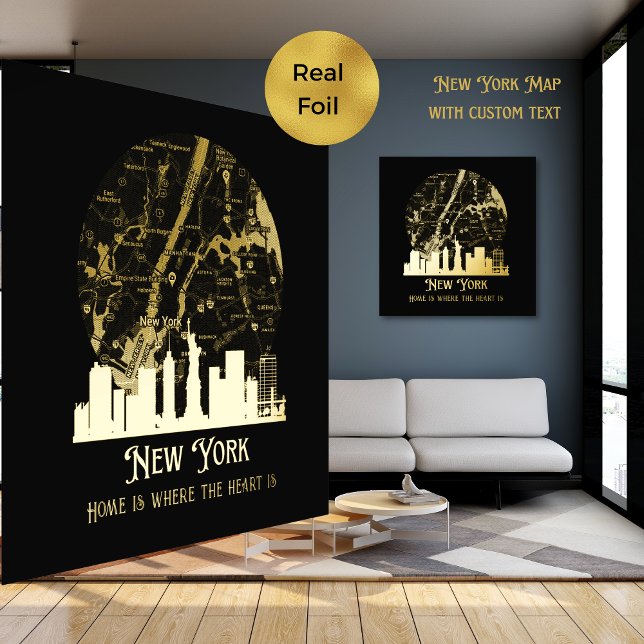 Real Foil NEW YORK Street Map Custom Art Foil Prints (Creator Uploaded)