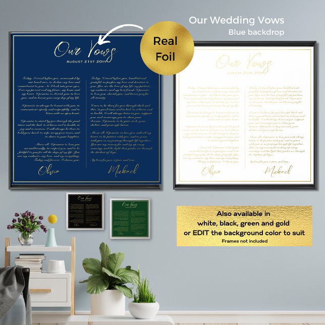 Real Foil Our WEDDING VOWS Newlyweds Mr Mrs Foil P Foil Prints (Creator Uploaded)