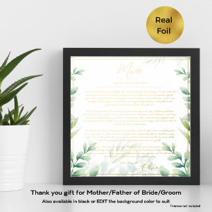 Real Foil Parents of Bride Groom Mom Dad Thank You Prints