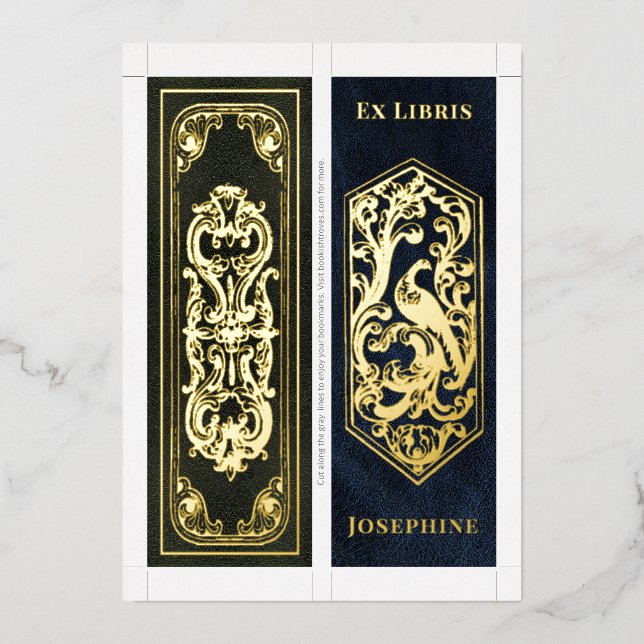 Real Foil Personalised Name 2 Bookmarks Per Card (Front)