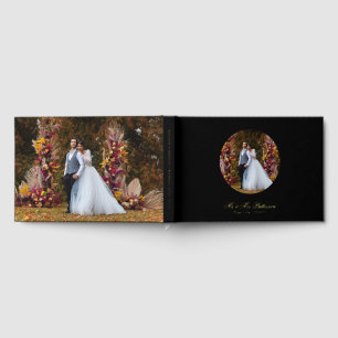 Real Foil Photo Simple Personalised Black Wedding Guest Book