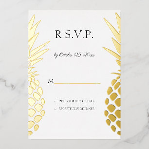 real foil pineapples wedding RSVP 