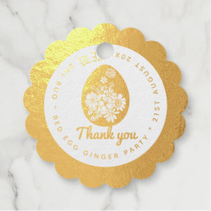Real Foil  Red Egg Ginger Thank You 满月 mun5 yut6 Favour Tags