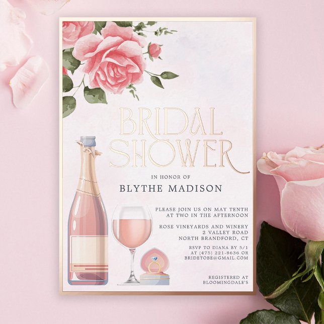 Real Foil Rosé Floral Wine Bridal Shower (Creator Uploaded)