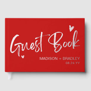 Real Foil Silver Calligraphy Script Modern Wedding Guest Book