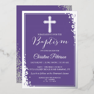 Real Foil Silver Glitter Lavender Purple Baptism 