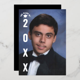 Real Foil Silver Graduation Photo Announcement
