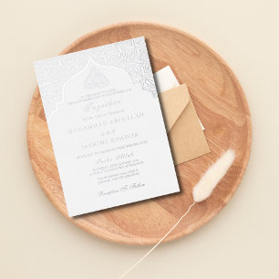 Real foil Silver Masjid Wording Muslim Wedding