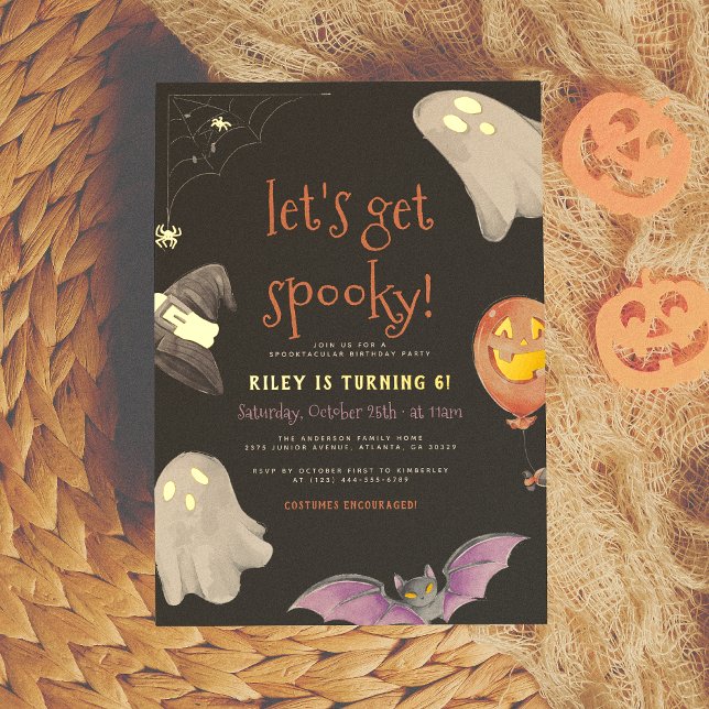 Real Foil | Spooky Halloween Black Birthday Party Foil Invitation Postcard (Creator Uploaded)