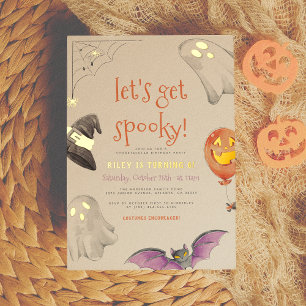 Real Foil Spooky Halloween Ghost Birthday Party Foil Invitation Postcard