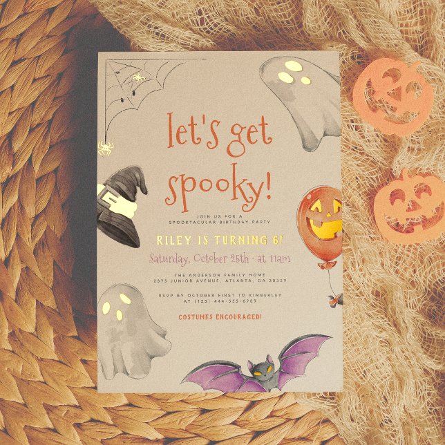  Real Foil | Spooky Halloween Ghost Birthday Party Foil Invitation Postcard (Creator Uploaded)