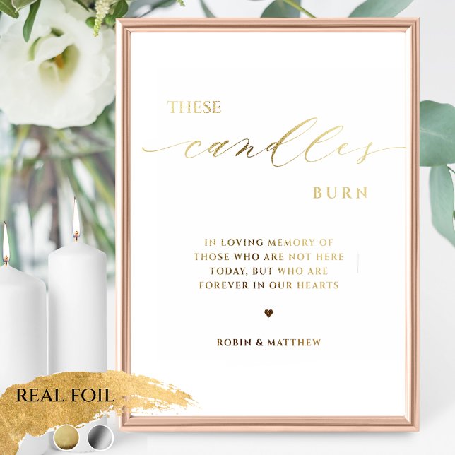 Real Foil This Candle Burns In Memory Wedding Sign (Creator Uploaded)