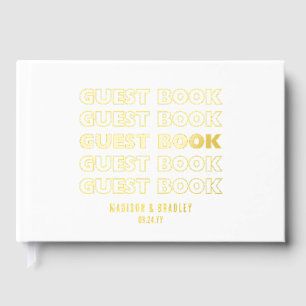 Real Foil Trendy Modern Typography Wedding Guest Book