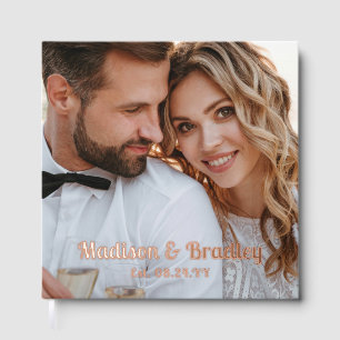 Real Foil Wedding Photo Personalised Names Guest Book