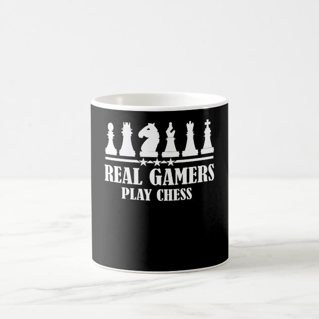 Real gamers play chess coffee mug (Center)