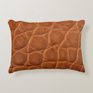 Real genuine tan brown alligator leather texture, decorative cushion
