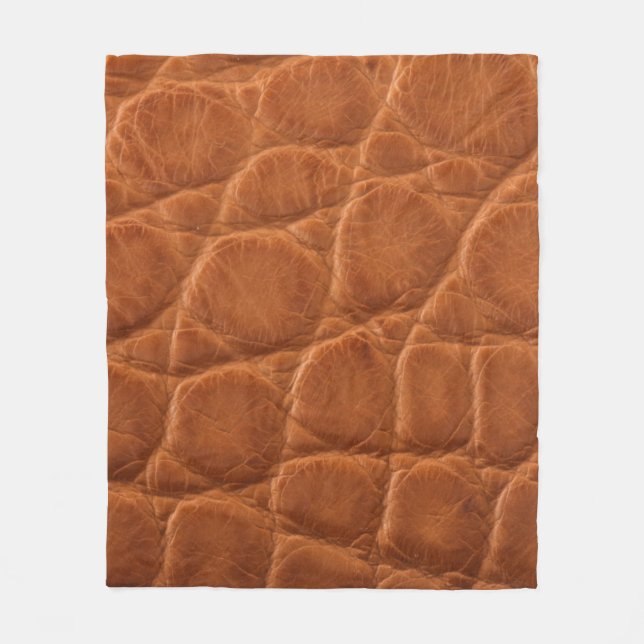 Real genuine tan brown alligator leather texture,  fleece blanket (Front)