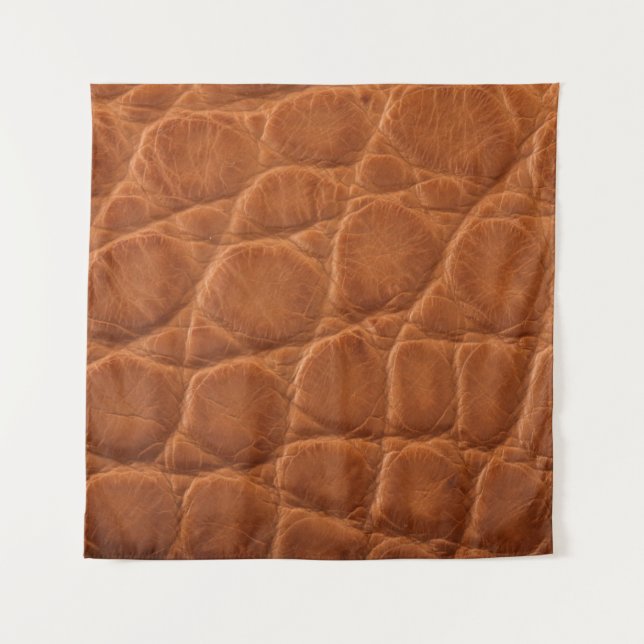 Real genuine tan brown alligator leather texture,  tapestry (Front)