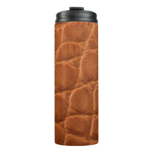 Real genuine tan brown alligator leather texture,  thermal tumbler