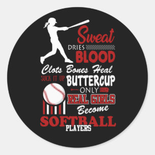 Real Girls Become Softball Players Gift Classic Round Sticker