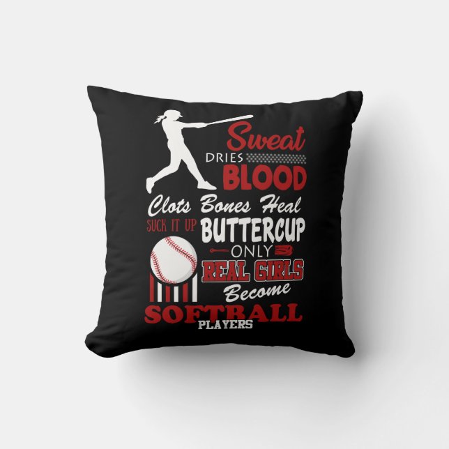 Real Girls Become Softball Players Gift Cushion (Front)