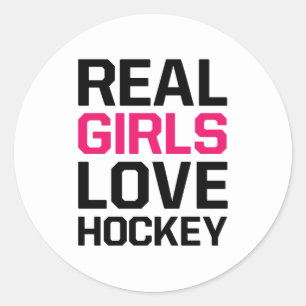 Real Girls Love Hockey Classic Round Sticker