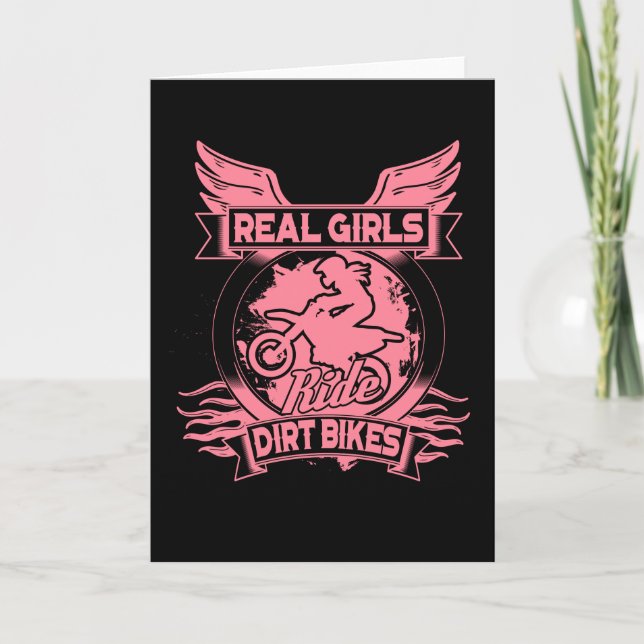Real Girls Ride Dirt Bikes For Motocross Women Card (Front)