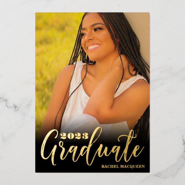 Real Gold Black Three Photo Graduation Party (Front)