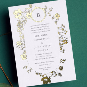REAL Gold Circle Monogram Oval Dried Wildflower
