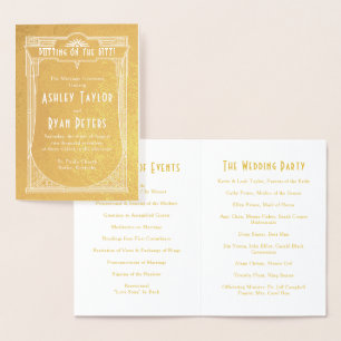 Real Gold Foil Art Deco Wedding Program