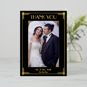 Real Gold Foil Art Deco Wedding Thank You