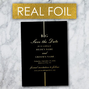 Real Gold Foil Black Wedding Save the Date
