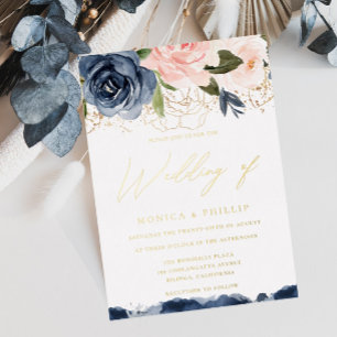 Real Gold Foil Blush & Navy All Seasons Wedding