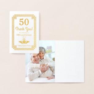 Real Gold Foil Celtic 50th Anniversary Thank You Foil Card