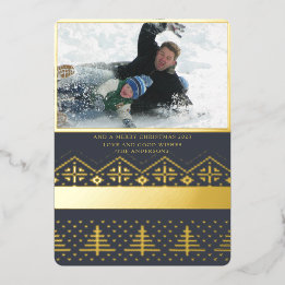 Real GOLD Foil Christmas Sweater Photo Foil Holiday Card