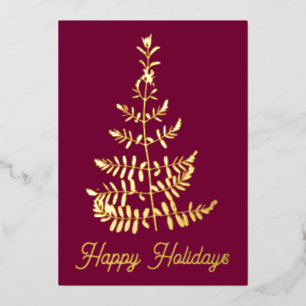Real Gold Foil Christmas Tree Foil Holiday Card