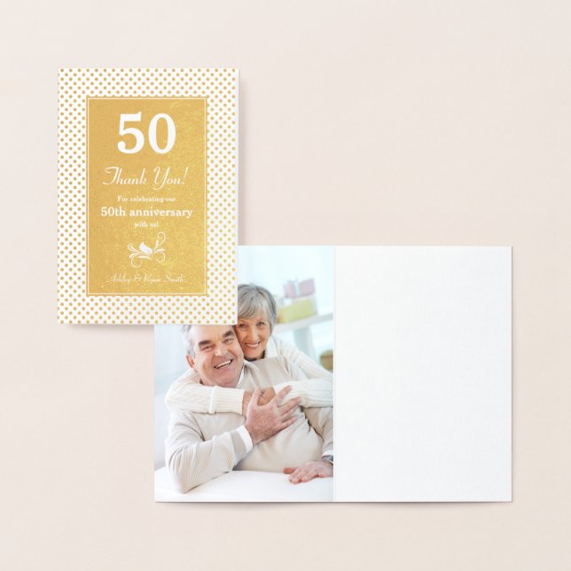 Real Gold Foil Dots 50th Anniversary Thank You Foil Card (Display)