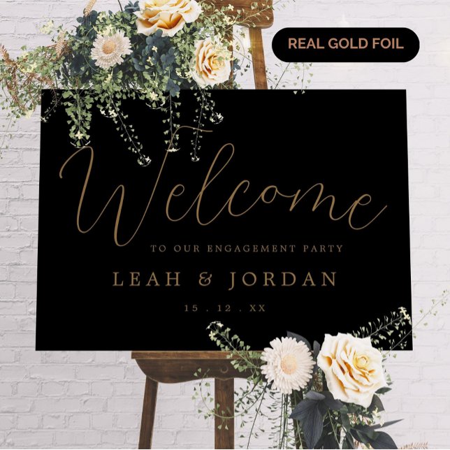 REAL Gold Foil Elegant Engagement Party Welcome Foil Prints (Creator Uploaded)