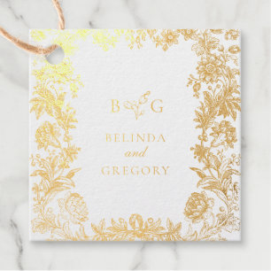 Real Gold Foil Elegant Floral Botanical Wedding Favour Tags