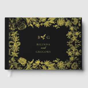 Real Gold Foil Elegant Floral Botanical Wedding Guest Book