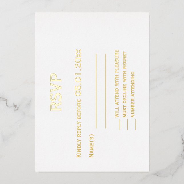 Real Gold Foil Elegant Gay Wedding RSVP Cards (Front)