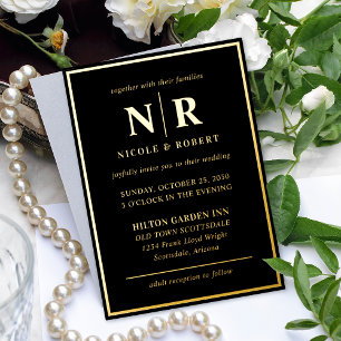 Real Gold Foil Elegant Wedding Monogram Modern