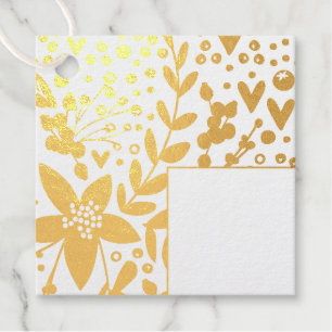Real Gold Foil Festive Flowers Favour Tags