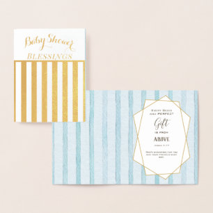 Real Gold Foil Floral Baby Boy Shower Blessings Foil Card