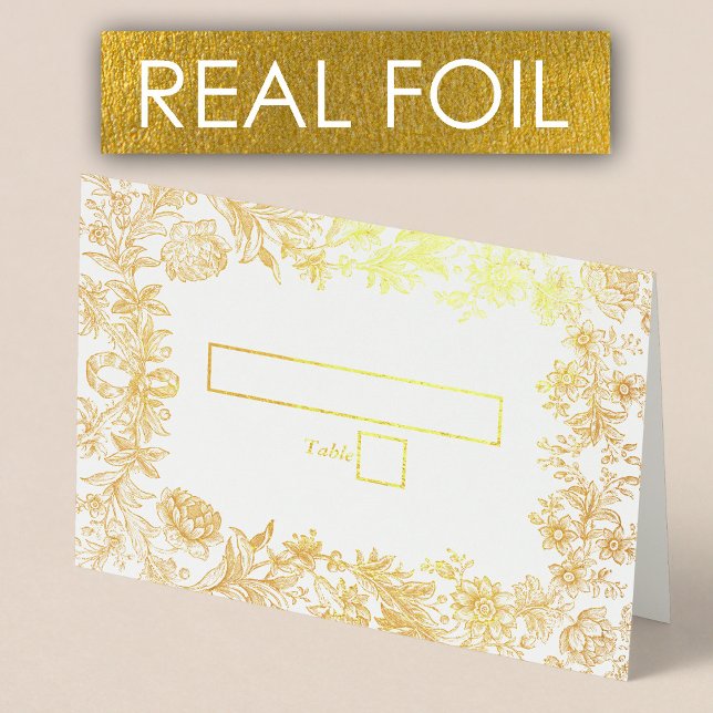 Real Gold Foil Floral Botanical Wedding Place Card (Real Gold Foil Floral Botanical Wedding Place Card)