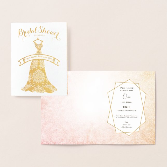 Real Gold Foil Floral Bridal Shower Congratulation Foil Card (Display)