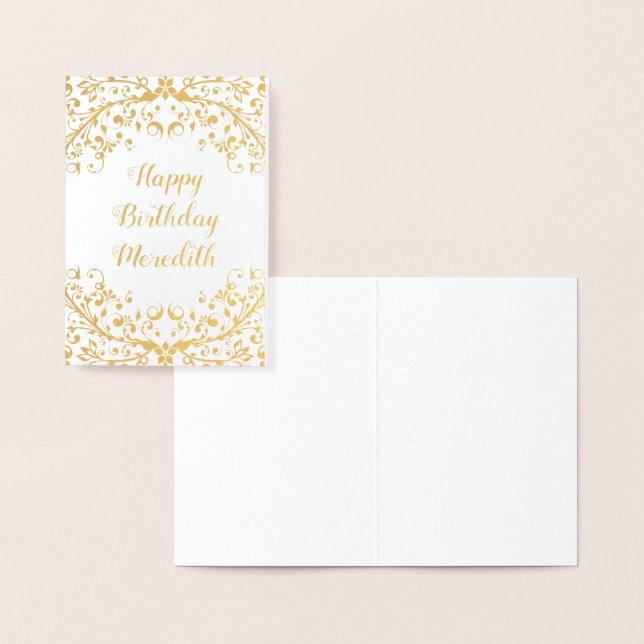 Real Gold Foil Floral Personalised Birthday Card (Display)