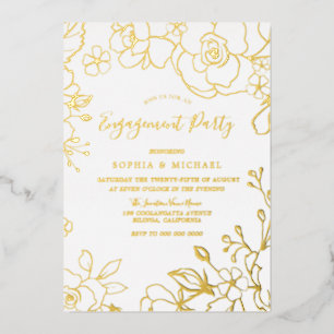 Real Gold Foil Flowers Engagement Party Golden