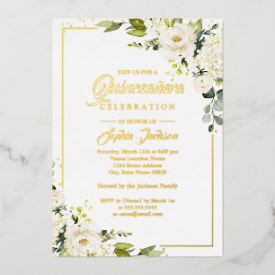 REAL GOLD FOIL Gold Floral Quinceanera